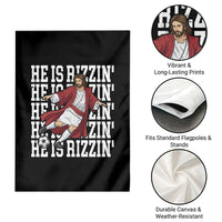 He Is Rizzin Garden Flag Funny Christian Soccer Lover Gift