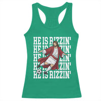 He Is Rizzin Racerback Tank Top Funny Christian Soccer Lover Gift