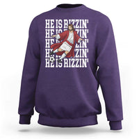 He Is Rizzin Sweatshirt Funny Christian Soccer Lover Gift
