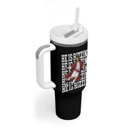 He Is Rizzin Tumbler With Handle Funny Christian Soccer Lover Gift