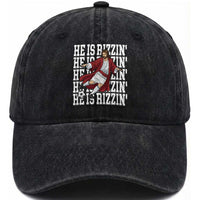 He Is Rizzin Washed Cotton Baseball Cap Funny Christian Soccer Lover Gift