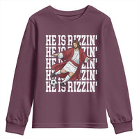 He Is Rizzin Youth Sweatshirt Funny Christian Soccer Lover Gift