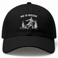 He Is Rizzin Baseball Cap Christian Soccer Funny Gift For Believers