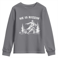 He Is Rizzin Youth Sweatshirt Christian Soccer Funny Gift For Believers
