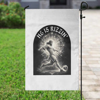 He Is Rizzin Garden Flag Funny Christian Faith Soccer Player Gift