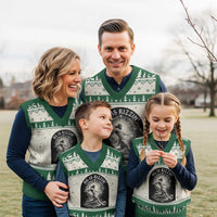 He Is Rizzin V-Neck Knit Sweater Vest Funny Christian Faith Soccer Player Gift
