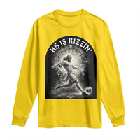 He Is Rizzin Long Sleeve Shirt Funny Christian Faith Soccer Player Gift