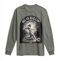 He Is Rizzin Long Sleeve Shirt Funny Christian Faith Soccer Player Gift