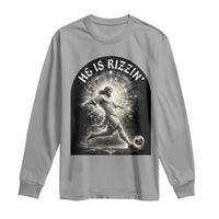 He Is Rizzin Long Sleeve Shirt Funny Christian Faith Soccer Player Gift