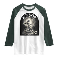 He Is Rizzin Raglan Shirt Funny Christian Faith Soccer Player Gift