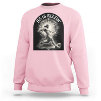 He Is Rizzin Sweatshirt Funny Christian Faith Soccer Player Gift