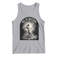 He Is Rizzin Tank Top Funny Christian Faith Soccer Player Gift