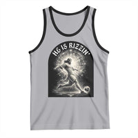 He Is Rizzin Tank Top Funny Christian Faith Soccer Player Gift