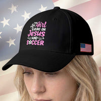 This Girl Runs On Jesus And Soccer Baseball Cap Christian Soccer Mom