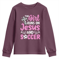 This Girl Runs On Jesus And Soccer Youth Sweatshirt Christian Soccer Mom