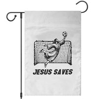 Jesus Saves Garden Flag Funny Christian Soccer Goalie