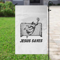 Jesus Saves Garden Flag Funny Christian Soccer Goalie