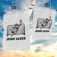 Jesus Saves Garden Flag Funny Christian Soccer Goalie