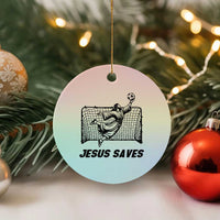 Jesus Saves Ceramic Ornament Funny Christian Soccer Goalie