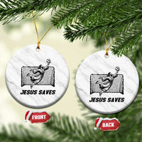Jesus Saves Ceramic Ornament Funny Christian Soccer Goalie