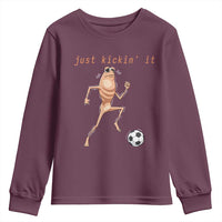 Just Kickin It Youth Sweatshirt Funny Marcus The Worm Soccer Meme