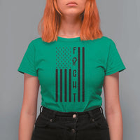 Fight Skin Cancer Melanoma Fighter USA Flag T Shirt For Women