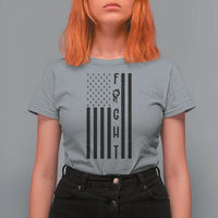 Fight Skin Cancer Melanoma Fighter USA Flag T Shirt For Women