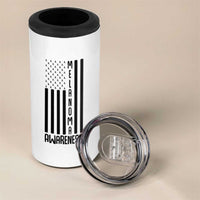 Melanoma Awareness USA Flag 4 in 1 Can Cooler Tumbler Patriotic Cancer Warrior