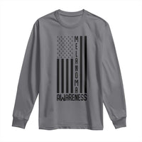 Melanoma Awareness USA Flag Long Sleeve Shirt Patriotic Cancer Warrior