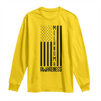 Melanoma Awareness USA Flag Long Sleeve Shirt Patriotic Cancer Warrior