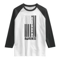 Melanoma Awareness USA Flag Raglan Shirt Patriotic Cancer Warrior