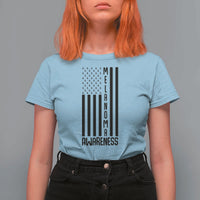 Melanoma Awareness USA Flag T Shirt For Women Patriotic Cancer Warrior
