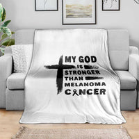 My God Is Stronger Than Melanoma Throw Blanket Christian Cancer Support