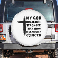 My God Is Stronger Than Melanoma Spare Tire Cover Christian Cancer Support