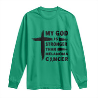 My God Is Stronger Than Melanoma Long Sleeve Shirt Christian Cancer Support