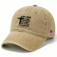 My God Is Stronger Than Melanoma Washed Cotton Baseball Cap Christian Cancer Support