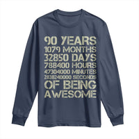 90 Years Of Being Awesome Long Sleeve Shirt 90th Birthday Gift Idea