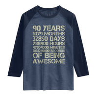 90 Years Of Being Awesome Raglan Shirt 90th Birthday Gift Idea