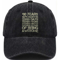 90 Years Of Being Awesome Washed Cotton Baseball Cap 90th Birthday Gift Idea
