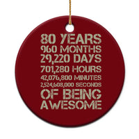 Vintage 80th Birthday Gift Ceramic Ornament 80 Years Of Being Awesome