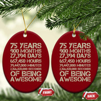 Vintage 75th Milestone Birthday Ceramic Ornament 75 Years Of Being Awesome