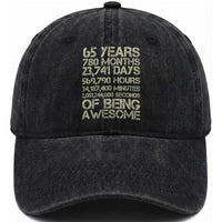 65th Milestone Birthday Gift Washed Cotton Baseball Cap 65 Years Of Being Awesome