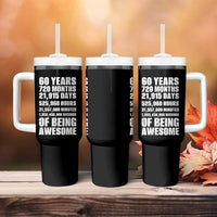 Cheers To 60 Years Birthday Tumbler With Handle Sixty Years Of Awesome