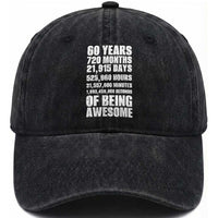 Cheers To 60 Years Birthday Washed Cotton Baseball Cap Sixty Years Of Awesome
