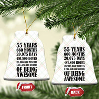 55th Milestone Birthday Ceramic Ornament 55 Years Of Being Awesome Graphic