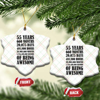 55th Milestone Birthday Ceramic Ornament 55 Years Of Being Awesome Graphic