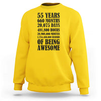 55th Milestone Birthday Sweatshirt 55 Years Of Being Awesome Graphic