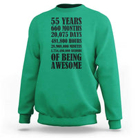 55th Milestone Birthday Sweatshirt 55 Years Of Being Awesome Graphic