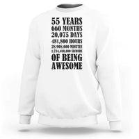 55th Milestone Birthday Sweatshirt 55 Years Of Being Awesome Graphic