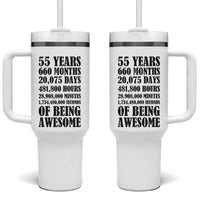 55th Milestone Birthday Tumbler With Handle 55 Years Of Being Awesome Graphic
